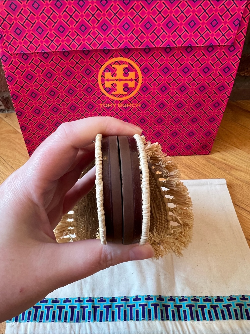 Tory Burch Natural Eleanor Raffia Slide Sandals - Picture 8 of 13
